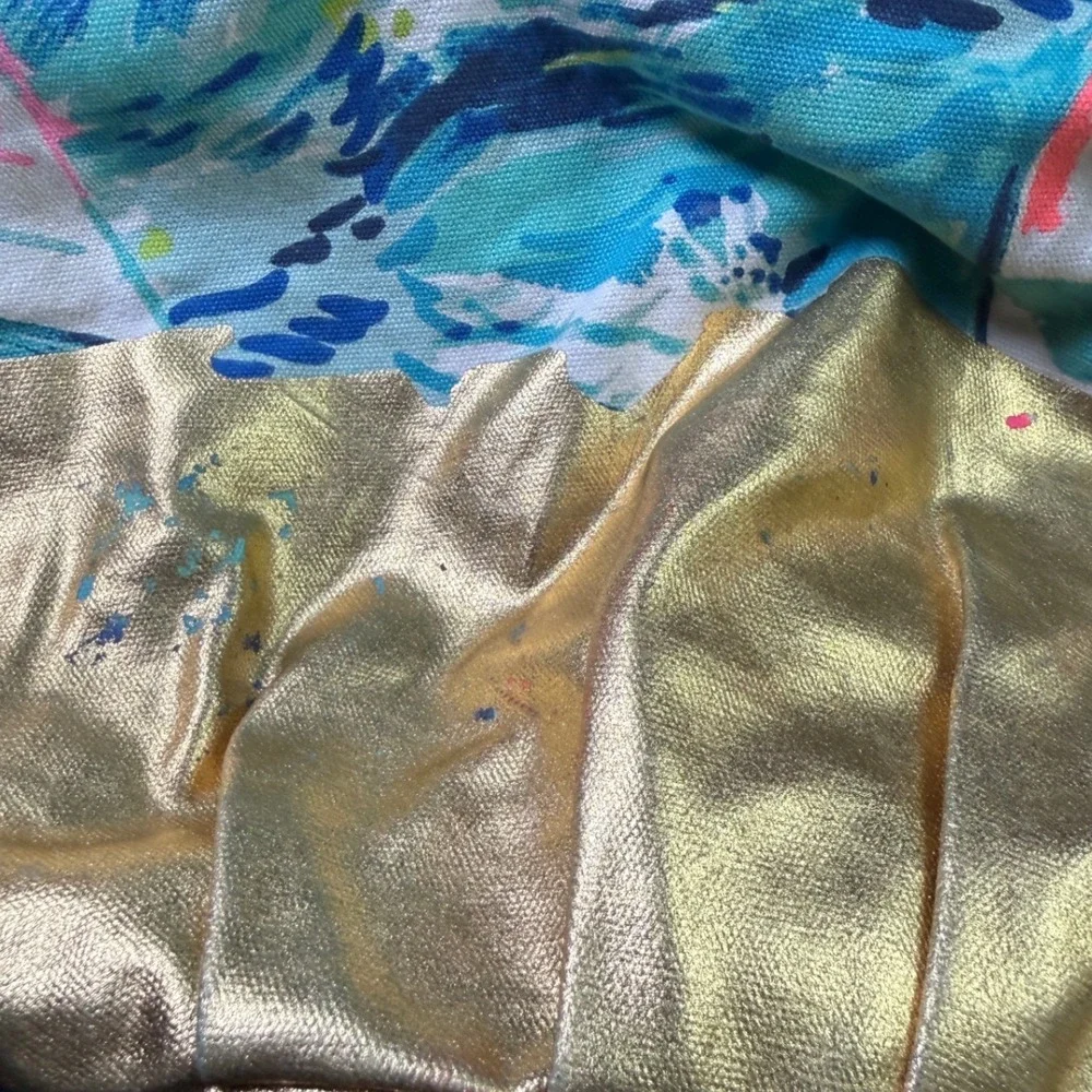 Lilly‎ Pulitzer Sailboat Print Tote Bag Blue Pink Gold Style 25804